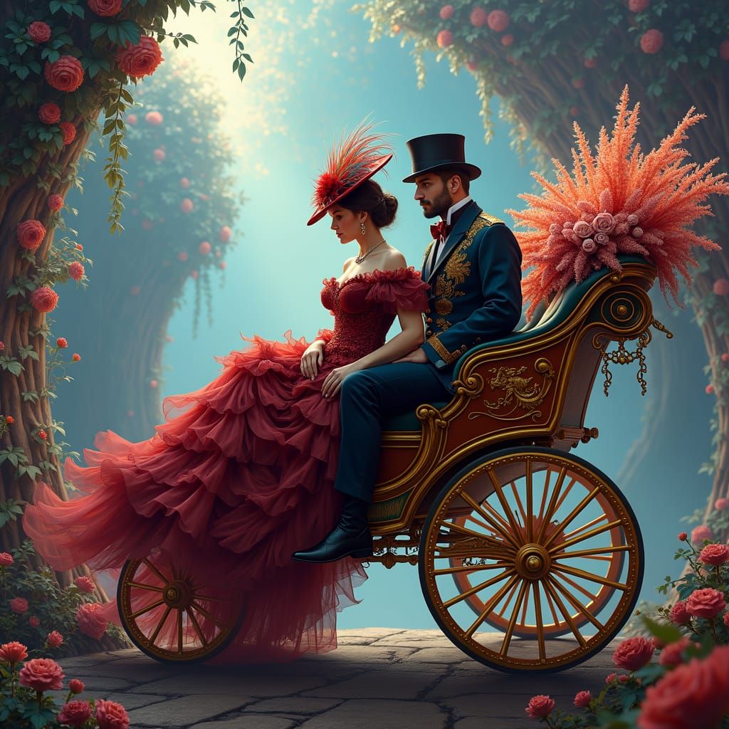 Victorian Couple in Fractal Dreamscape