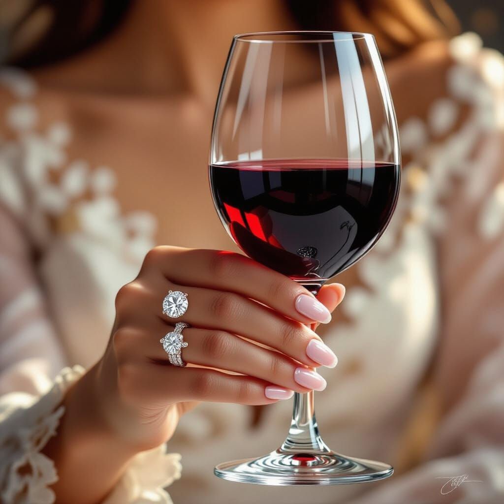 Sparkling Diamond Ring Clinks Wine Glass