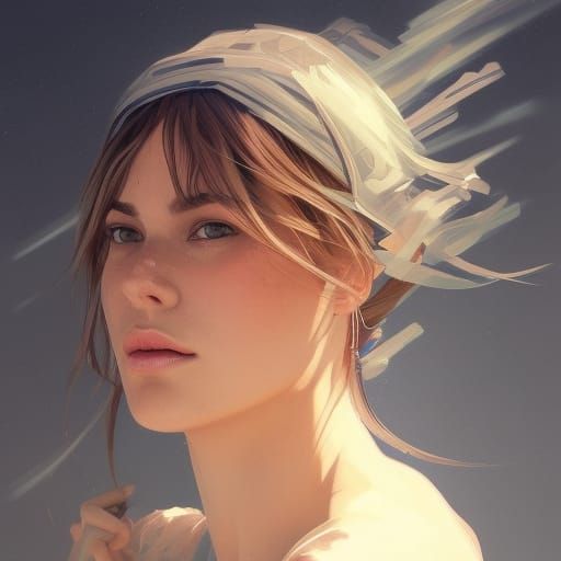 Detailed Portrait of Woman in Art Nouveau Style