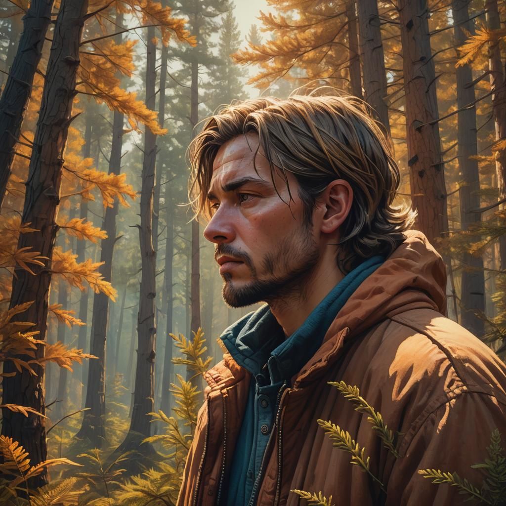 Contemplative Figure in Hyperrealistic Style