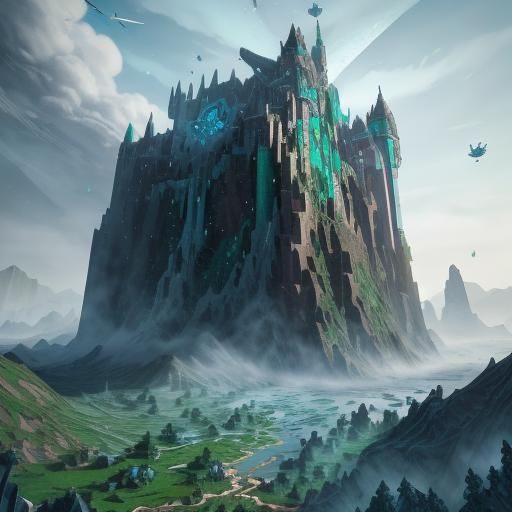 Minecraft Leaf Fall with Icicles, Fantasy Concept Art