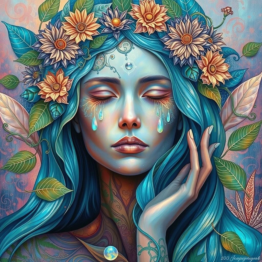 Mother Earth Goddess Holding Earth: Abstract Fractal Art