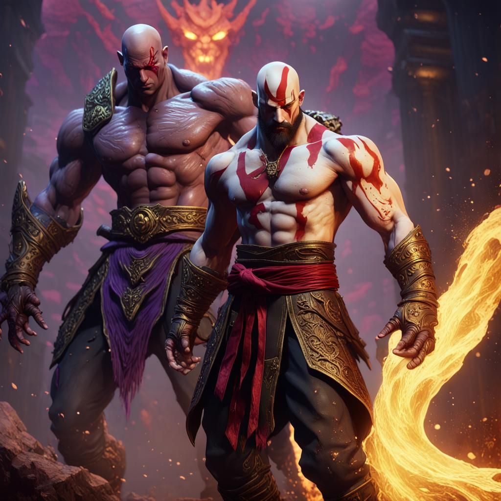 Jin Kazama Kills Kratos: Dark Fantasy Art