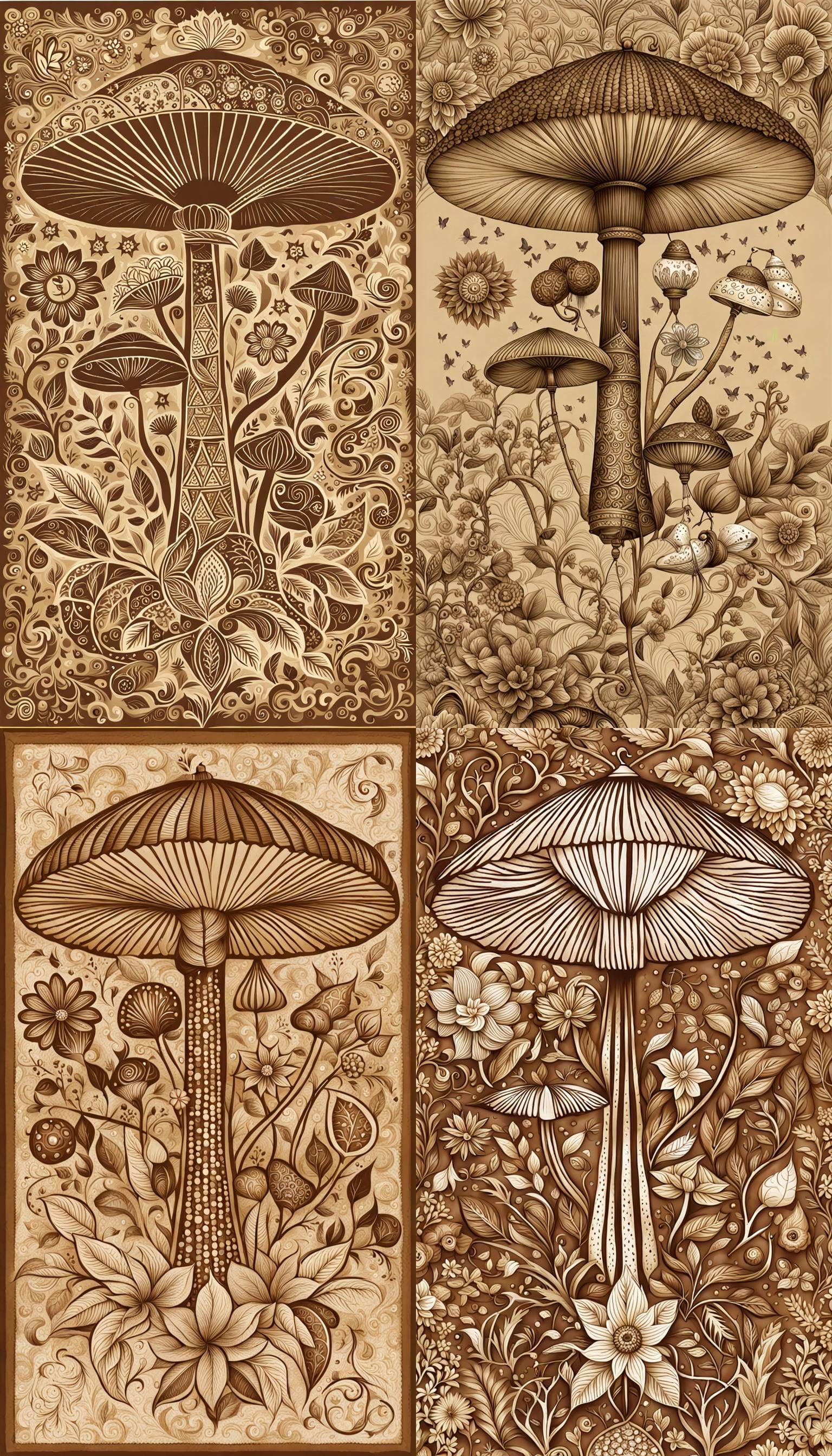 Sepia-Toned Peganum Harmala Botanical Illustration