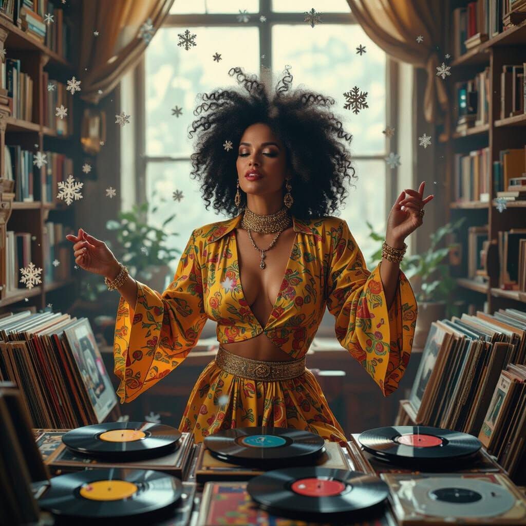 Afrofuturist Disco Queen in Ornate Room