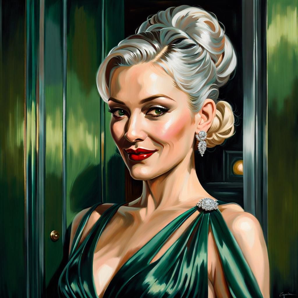Gwen Stefani Film Noir Portrait in Oil