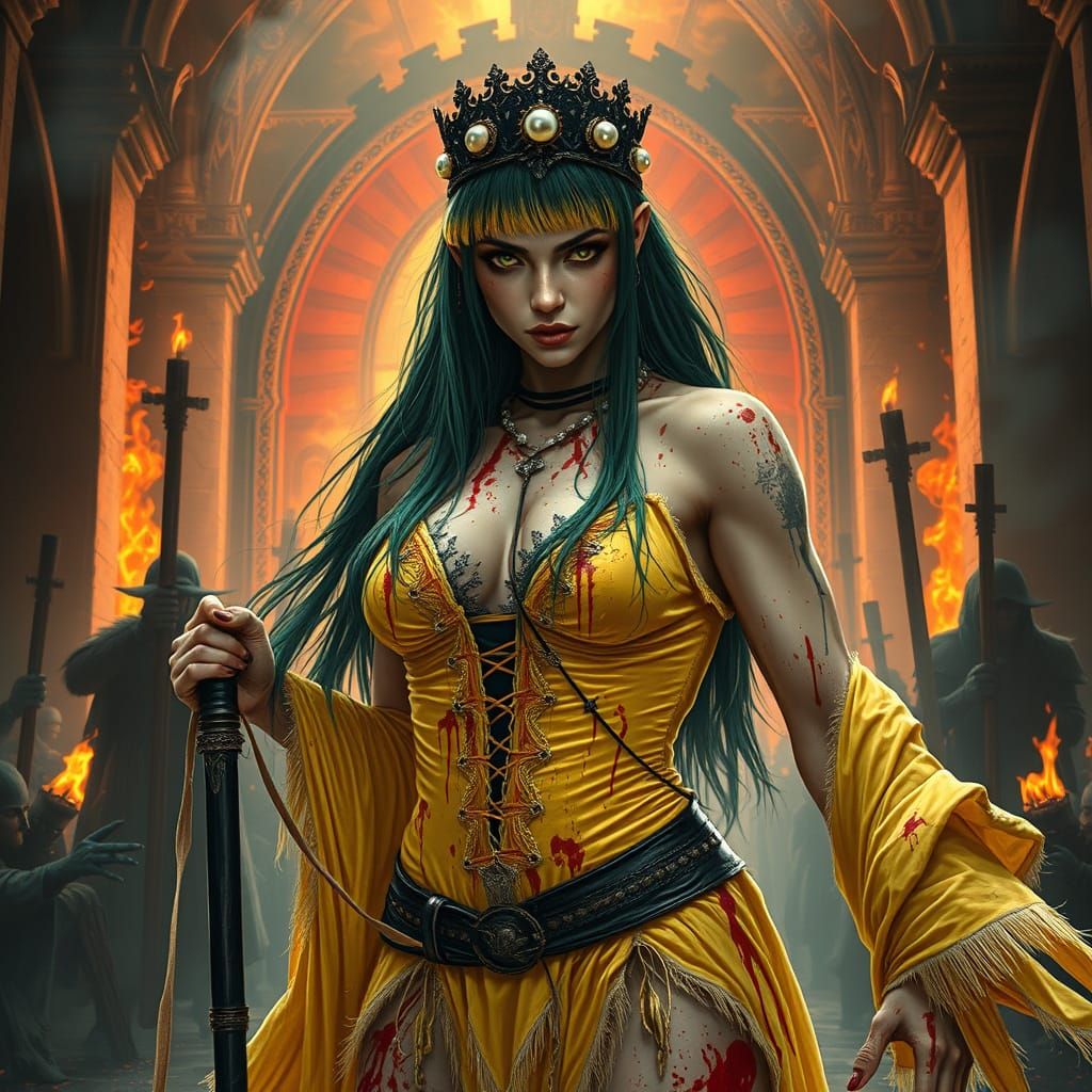 Female Berserker Warrior in Cyberpunk 2099 Style