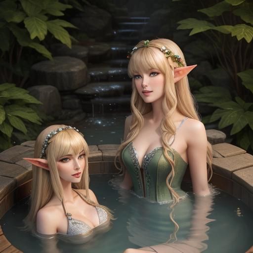Elven Beauty: Two Women in a Hot Tub