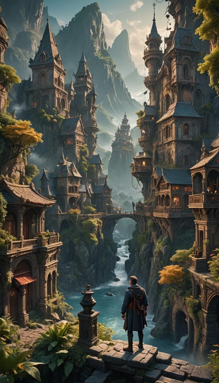 Man Practicing Speech: Detailed Matte Painting