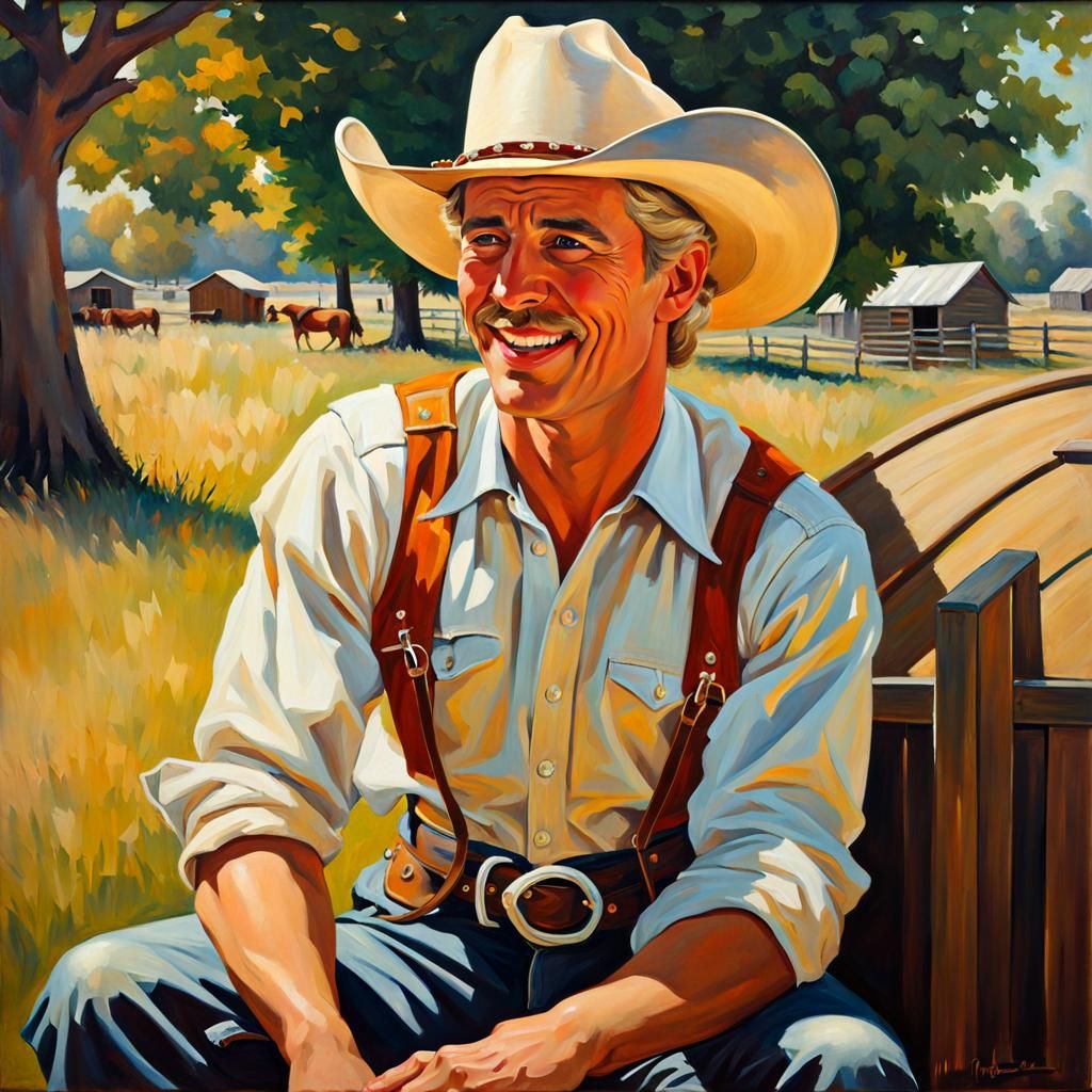 Cowboy Portrait in Impressionistic Style