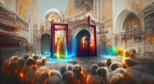 Inspiring Cathedral Portal of Light: 8K Detailed Painting