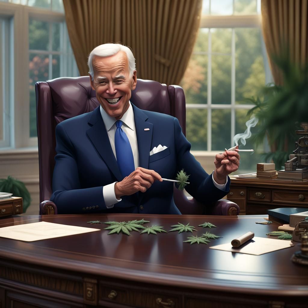 President Biden Smoking Cannabis: Detailed Matte Painting