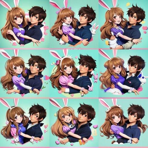 Anime Love Bunny Brunette Girl