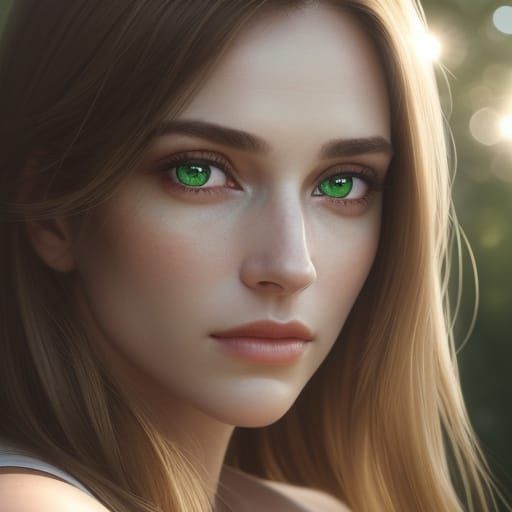 Ethereal Green-Eyed Beauty in Cinematic Portrait Style