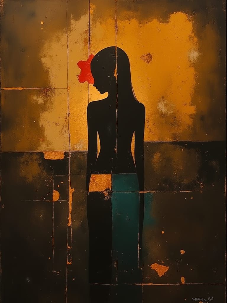 Abstract Figure Painting with Bold Shapes and Colors