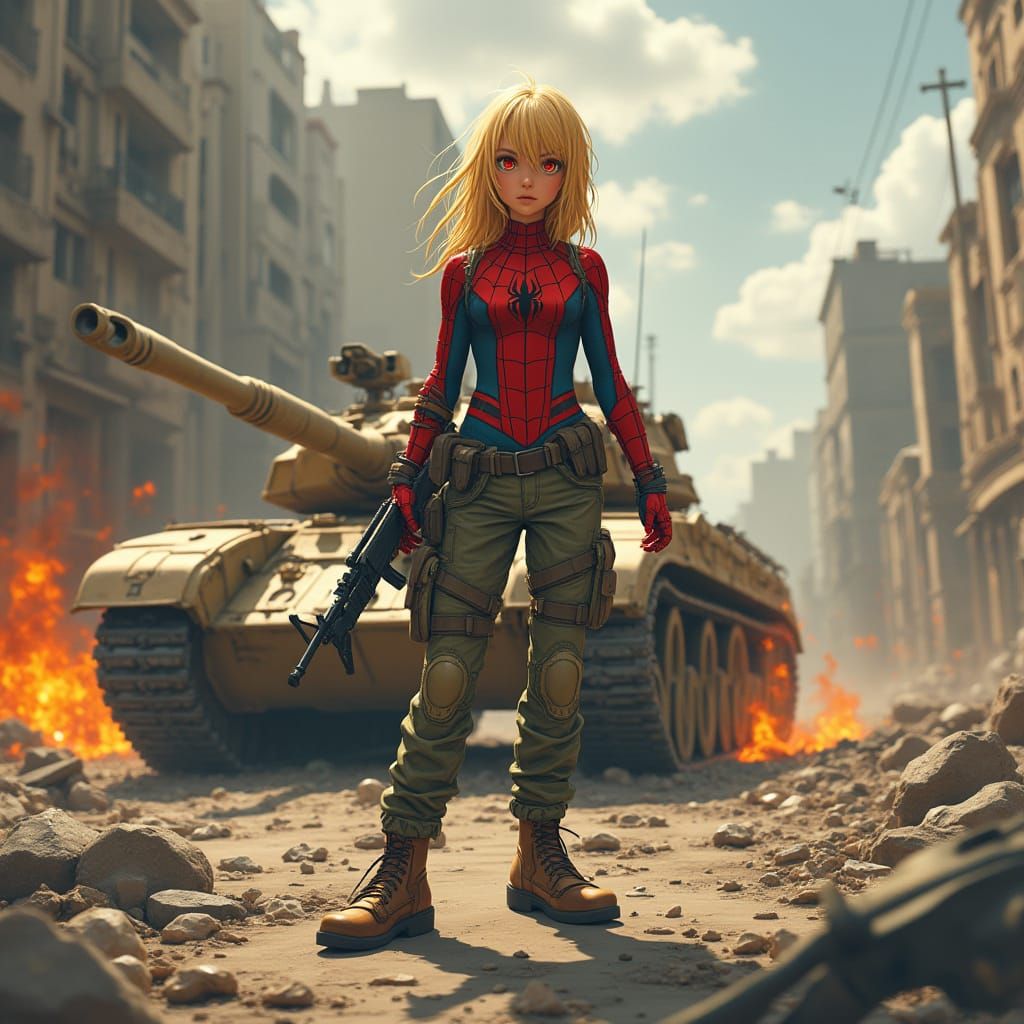 Post-Apocalyptic Girl in Spiderman Suit