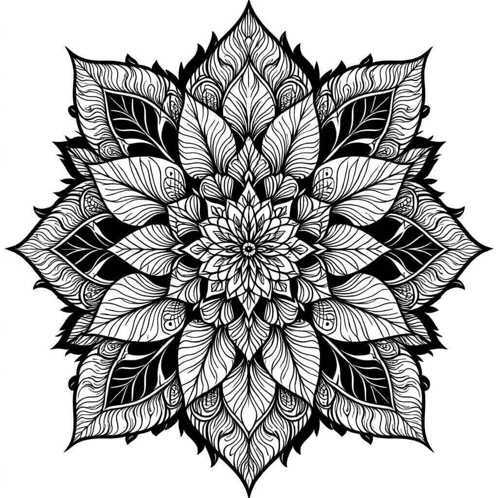 Oak Leaf Mandala Coloring Page