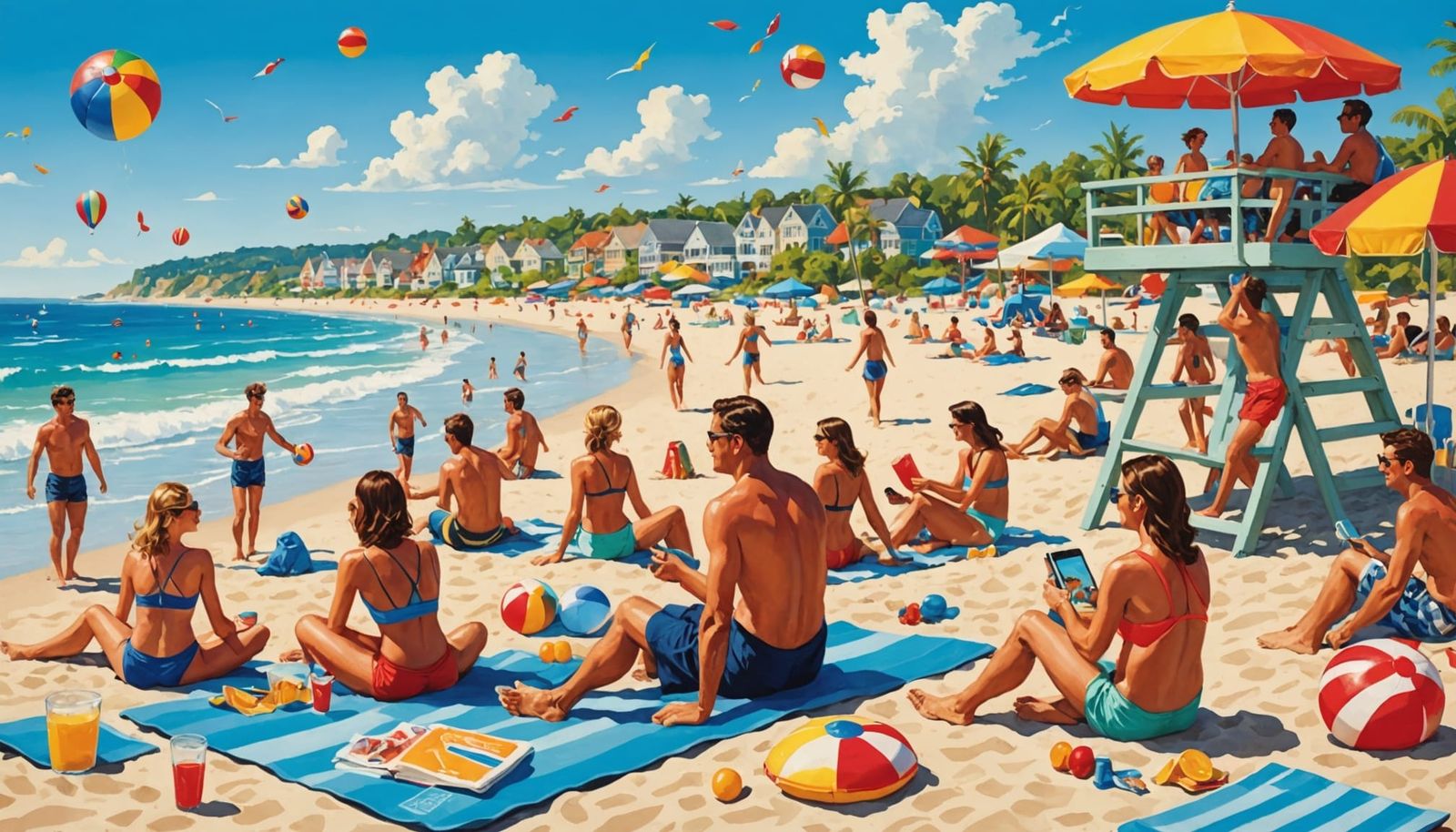 Vibrant Beach Scene Captured in Lively Illustration