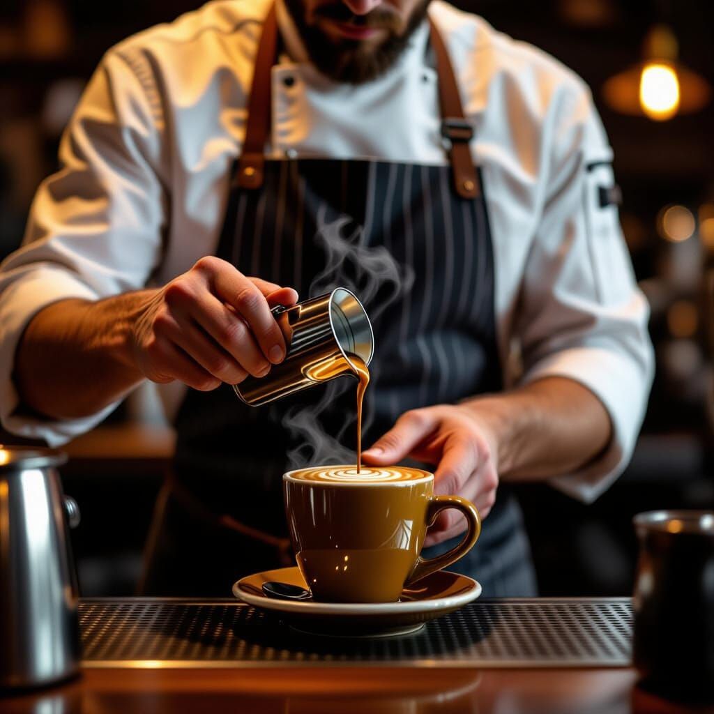 Barista Pulling Espresso Shot in Editorial Style