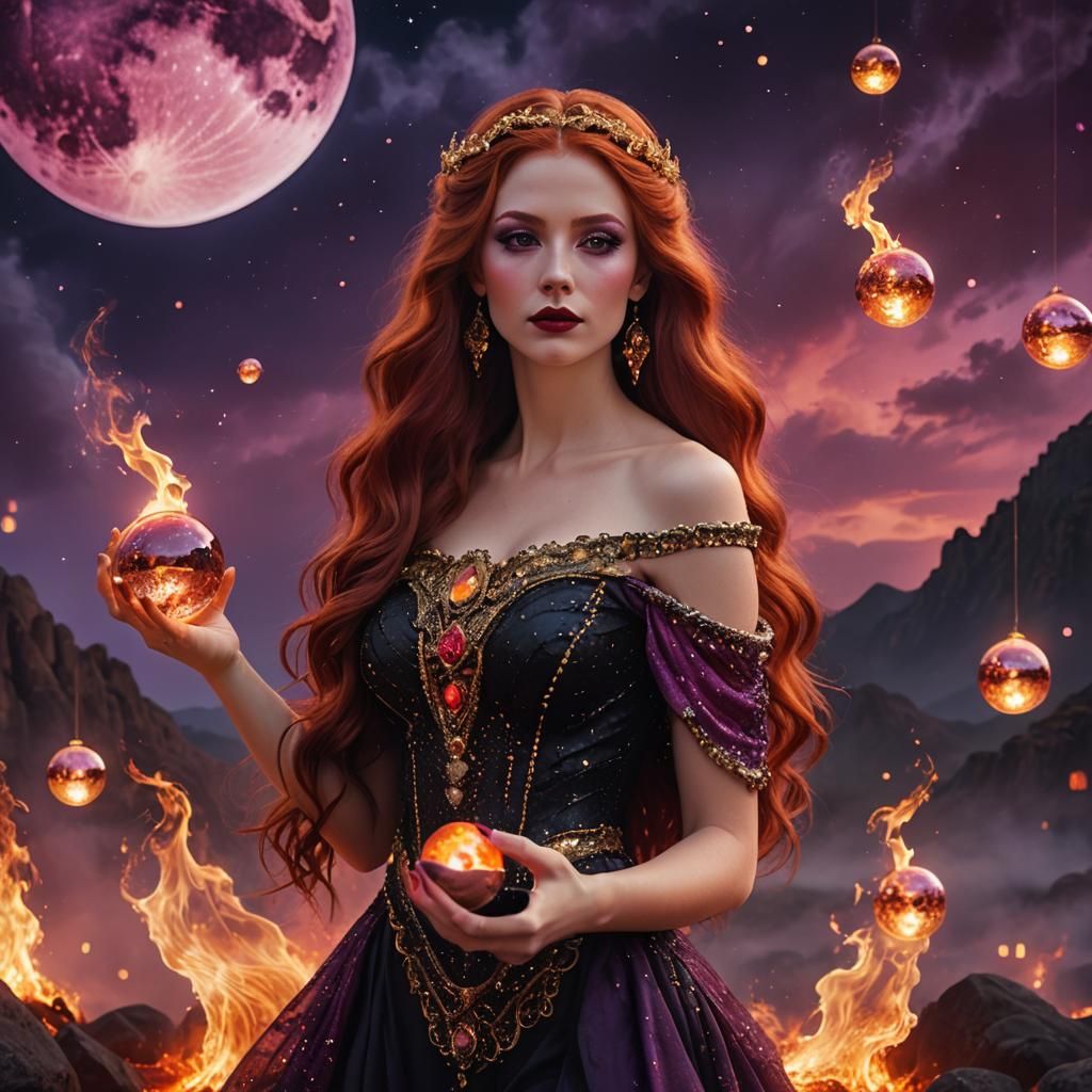 Mystical Goddess with Crystal Balls in Digital Art