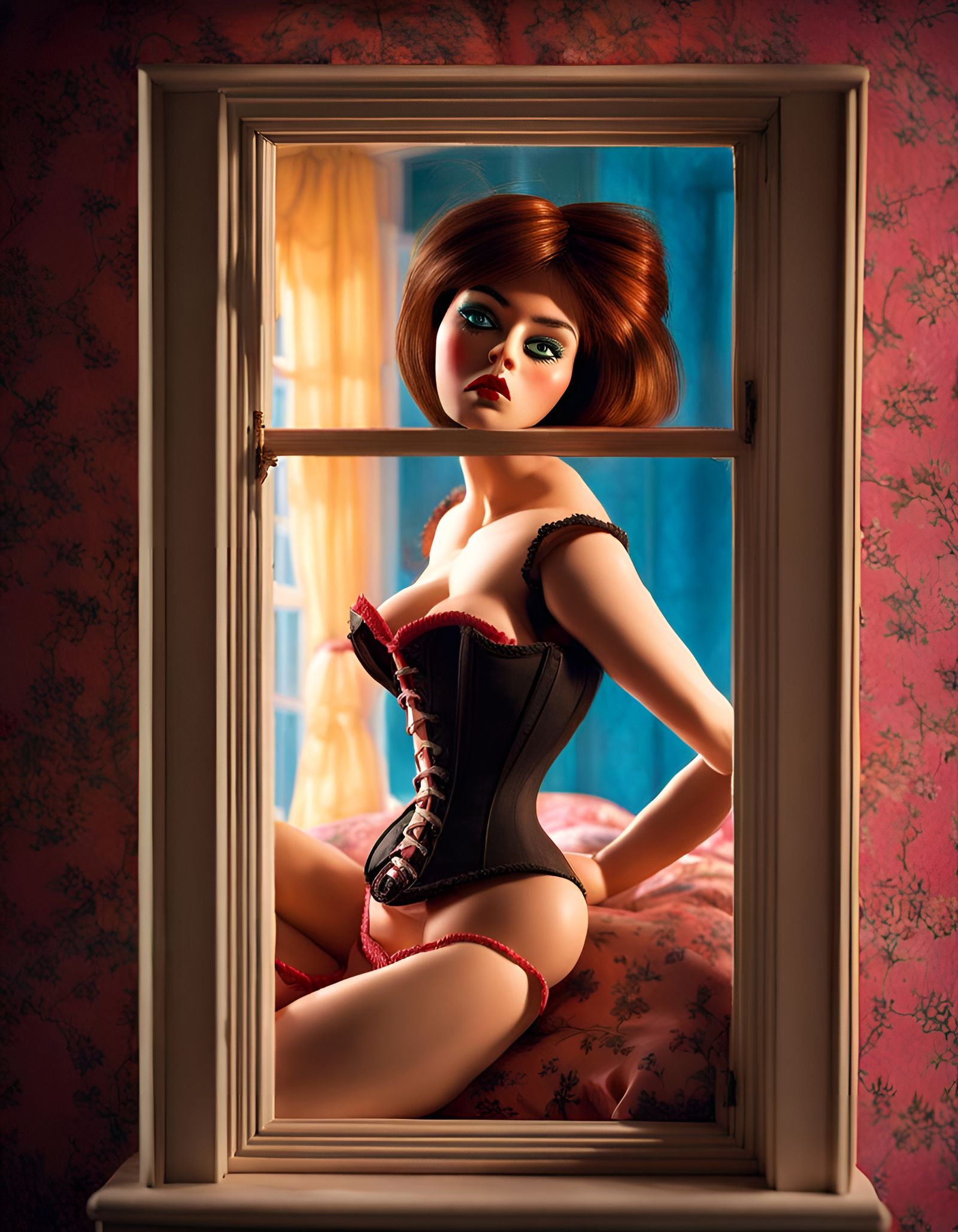 Hyperrealistic Doll Bordello with Giant Face