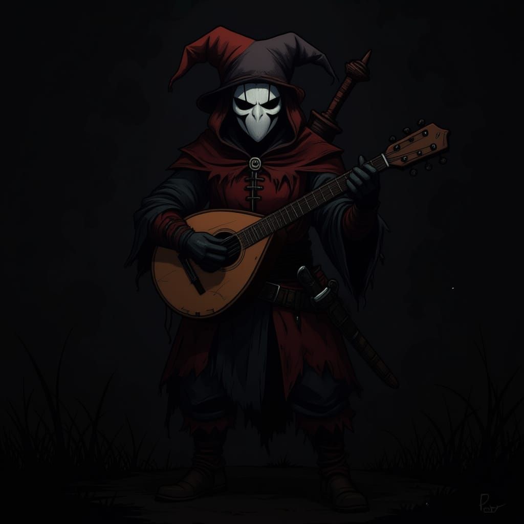 Intimidating Jester with Lute and Knife in Darkest Dungeon S...