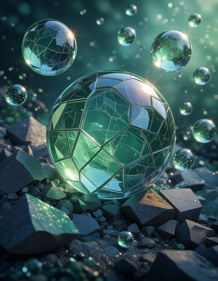 Fantastical Matte Painting of Gemstones and Bubbles