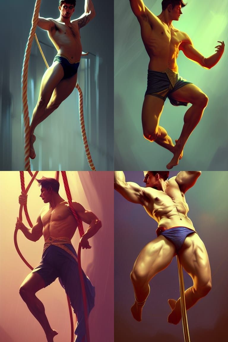 Trapeze Artists in Glitchcore Style