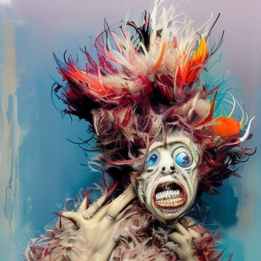 Flourishing Burp Lord in Fur Coat: Contemporary Horror Art