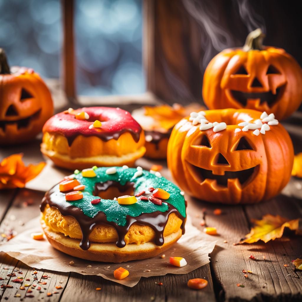 Vibrant Autumnal Doughnuts in Warm Light