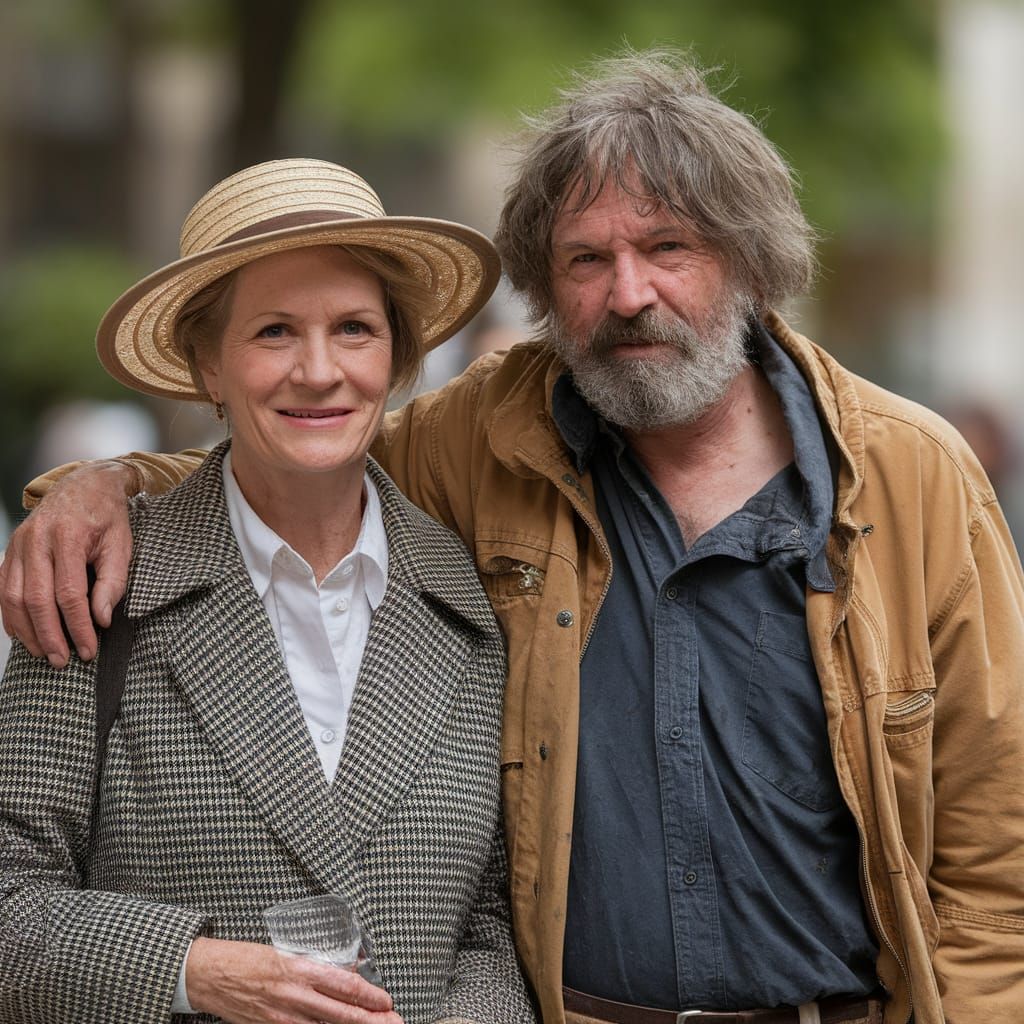 Society Lady and Homeless Man as Unlikely Friends