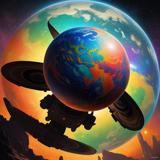 Hyperrealistic Planets in Splash Art Style