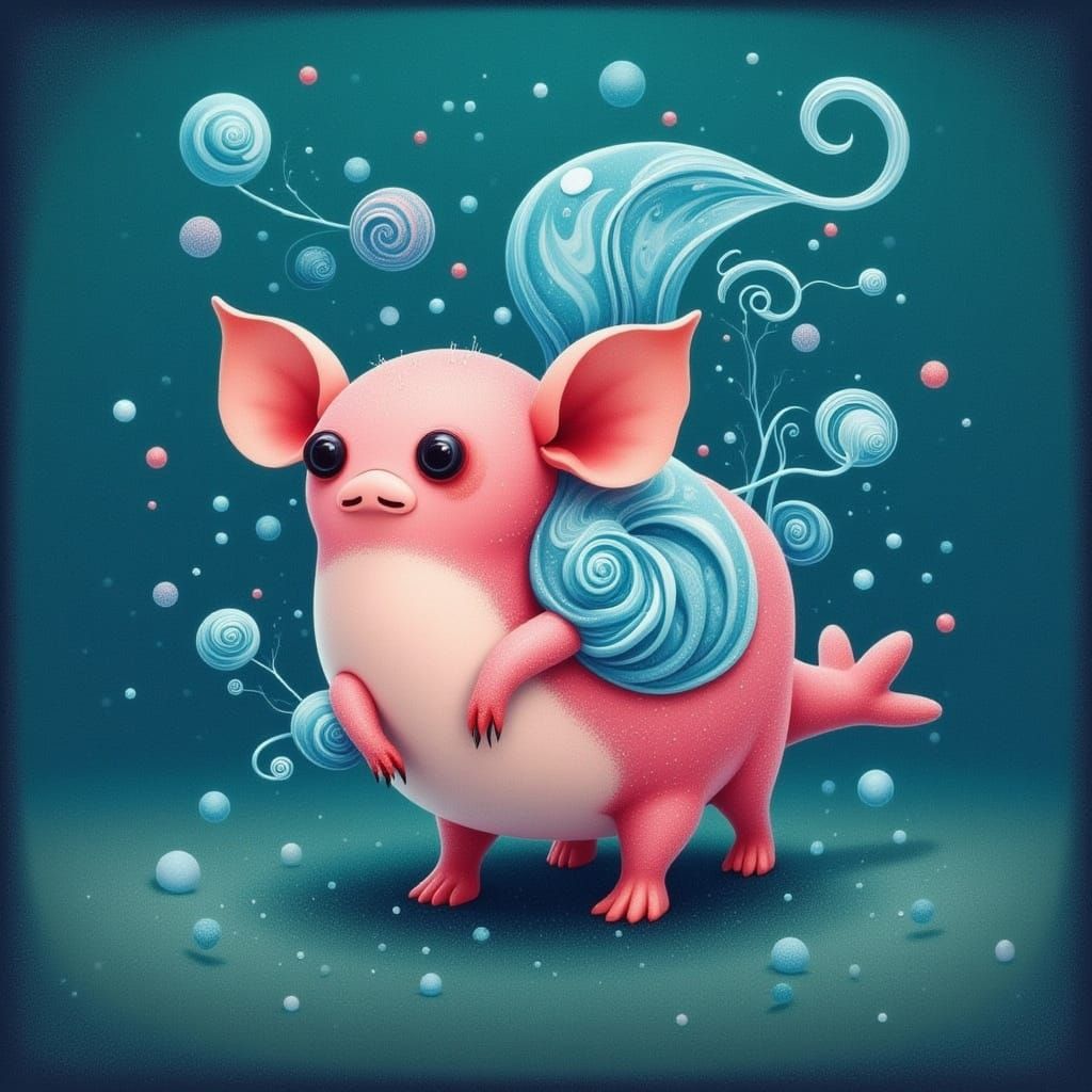Whimsical Underwater Scene with Cute Sea Piglet