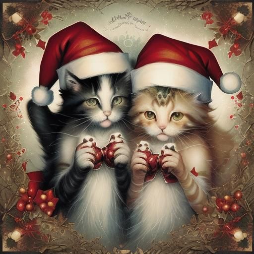 Kittens Celebrate Christmas: A Whimsical Illustration