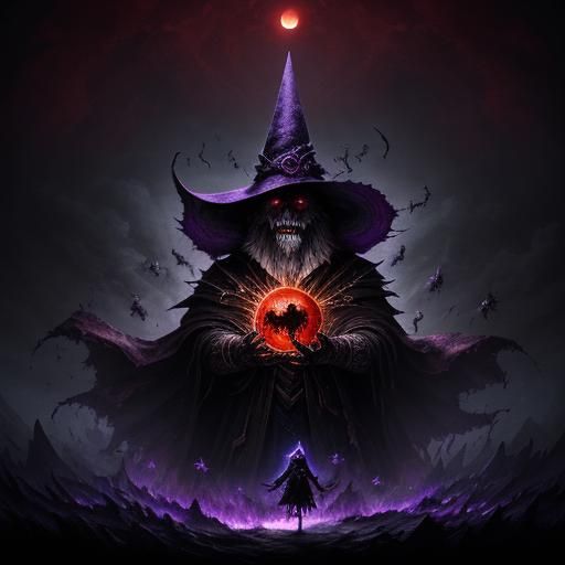 Evil Wizards Conjure Fiery Hands in Dark Fantasy Art