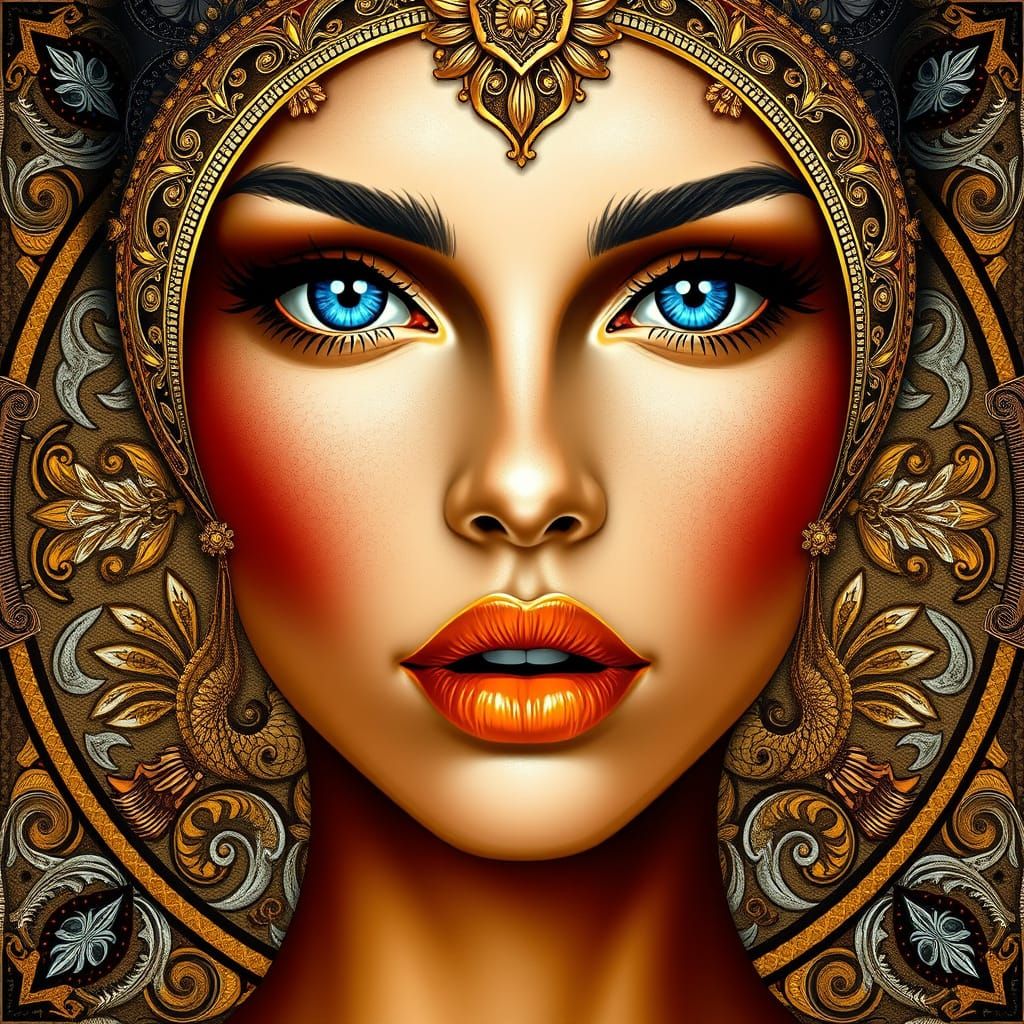 Golden Goddess Portrait in Intricate Digital Art