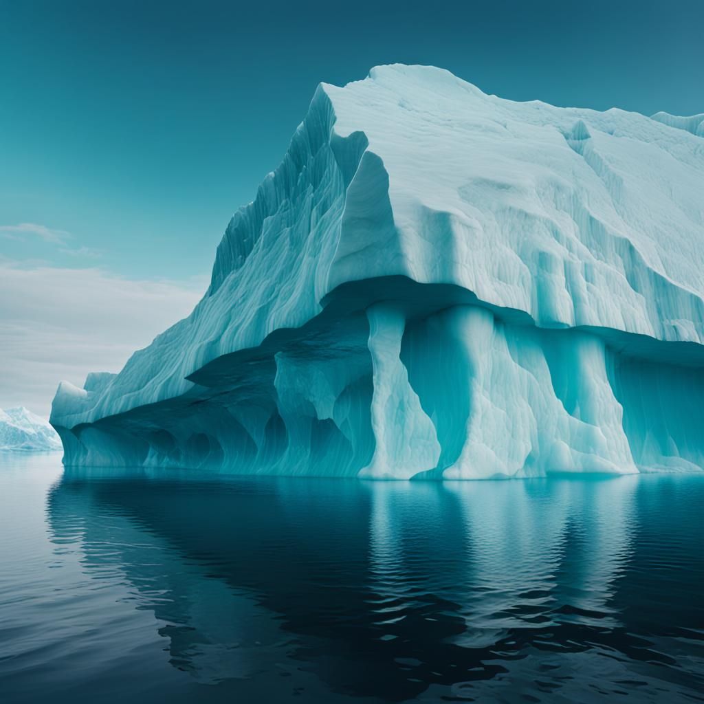 Surreal Reflecting Iceberg in Turquoise Hues