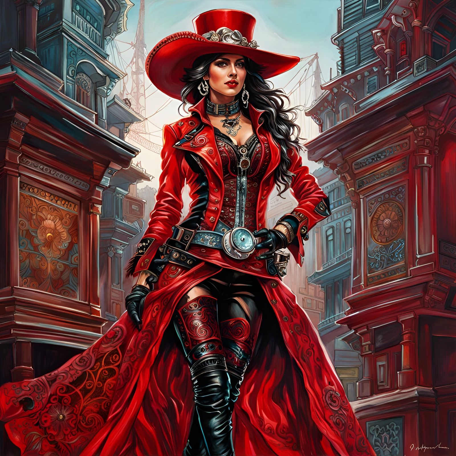 Mexican Steampunk Dancer in Dramatic Lighting