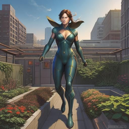 Yeule in Rooftop Garden, Comic Book Art