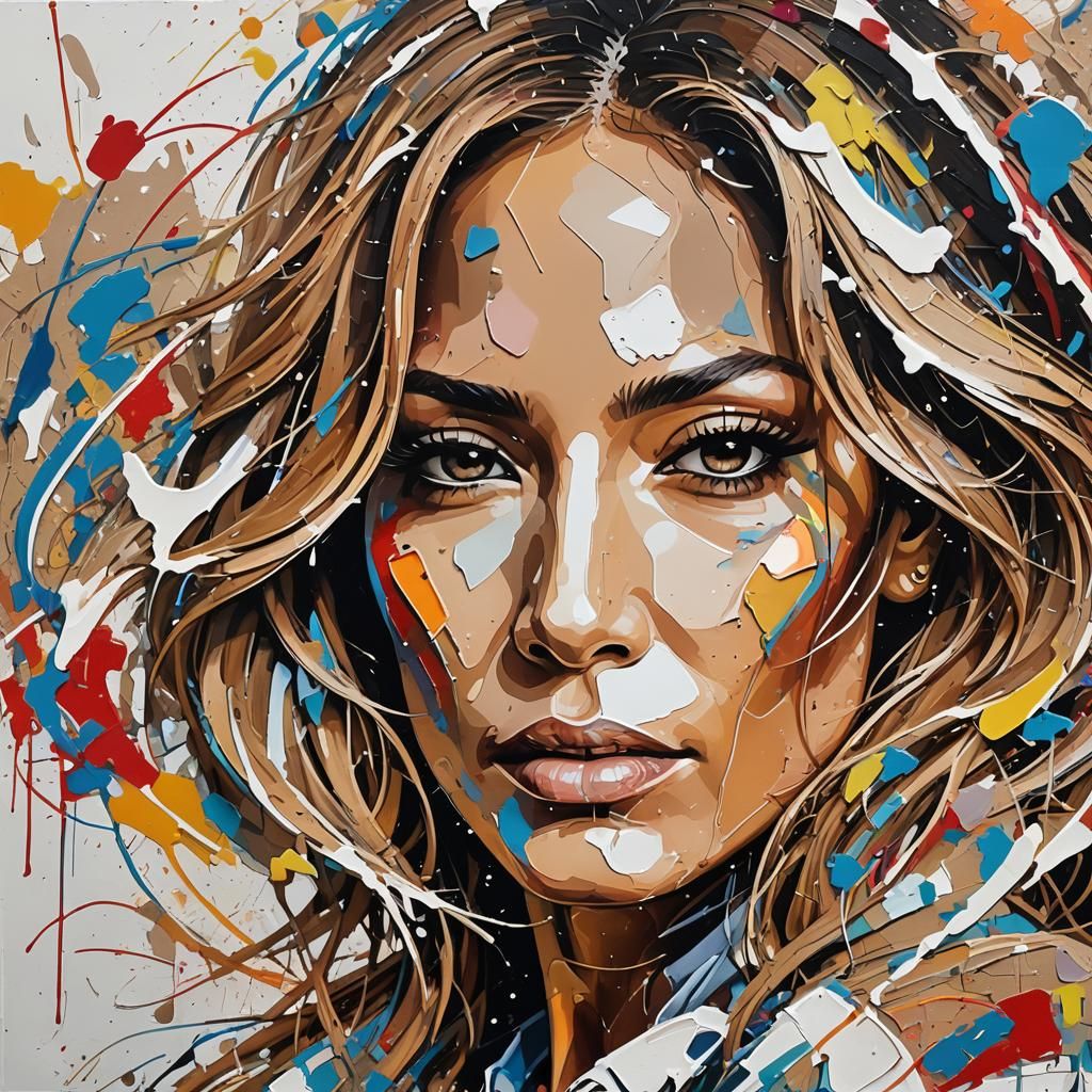 Abstract Expressionist Portrait of Jennifer Lopez