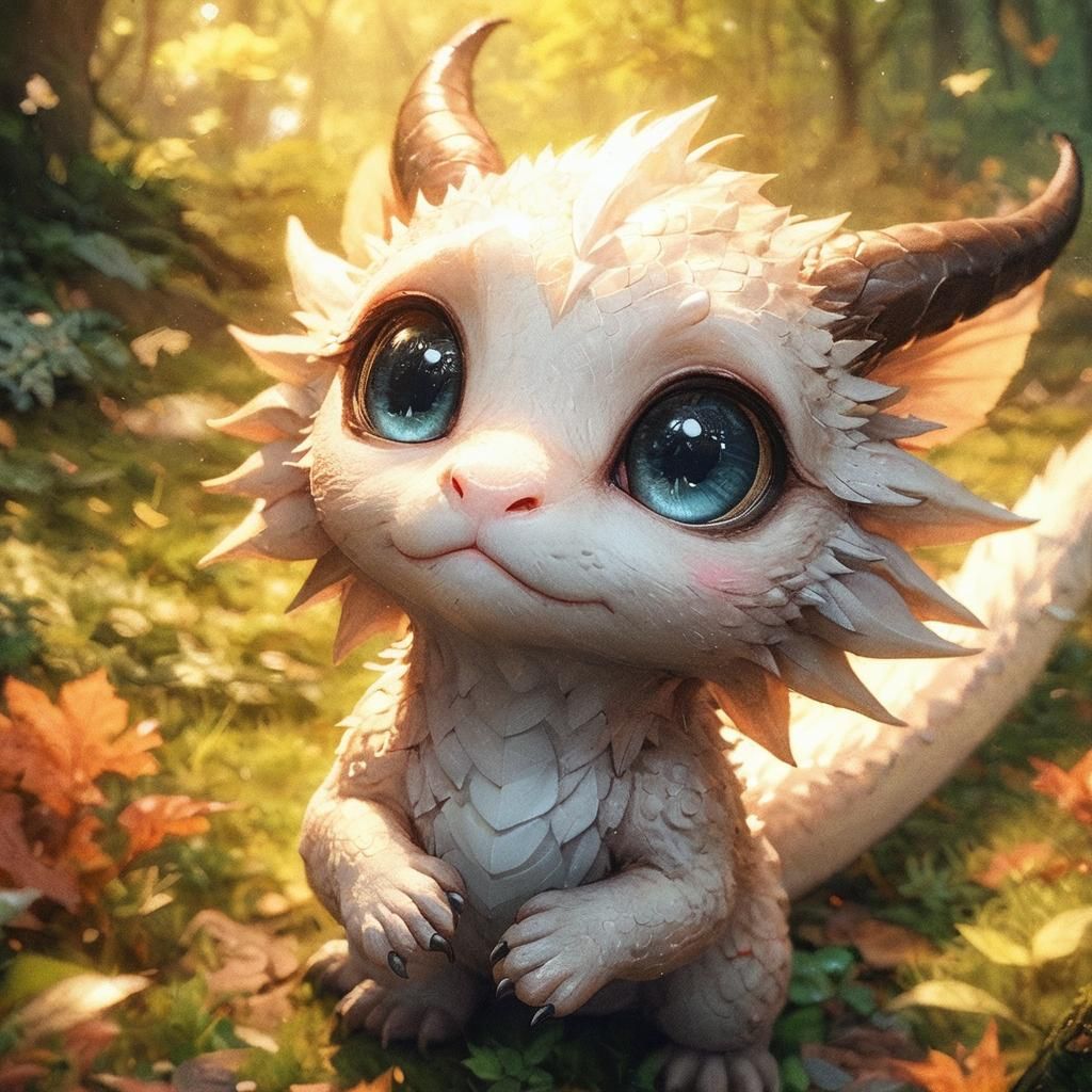 Adorable Dragon Begs: Anime-Inspired 3D Art