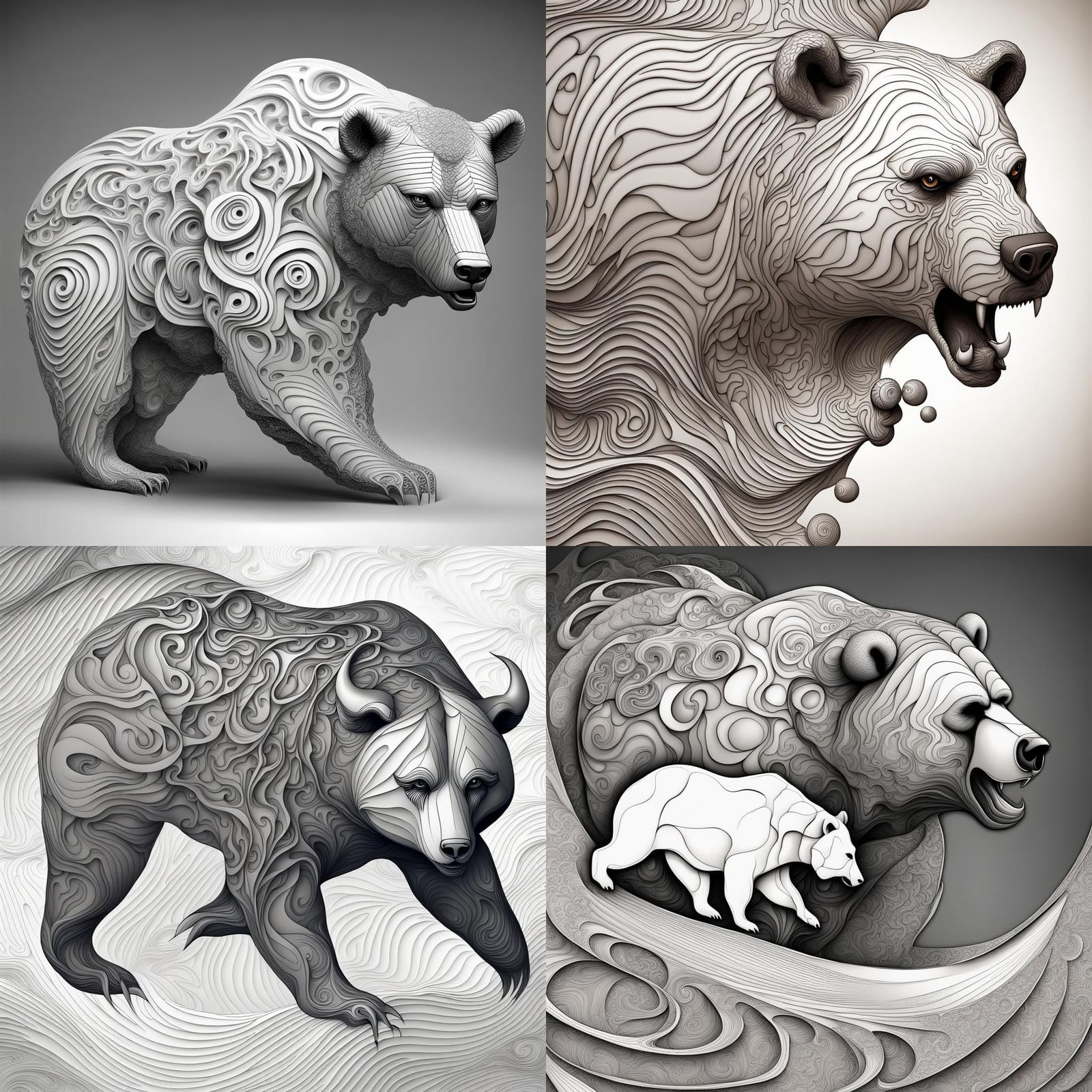 Abstract Fractal: Bear vs Bull in 3D