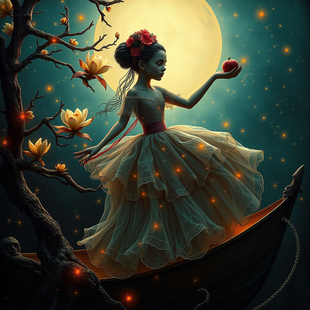 Hyperrealistic Ballerina Christmas in Psychedelic Style