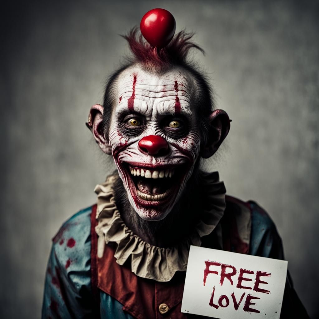 Grinning Zombie Monkey Clown Offers Free Love