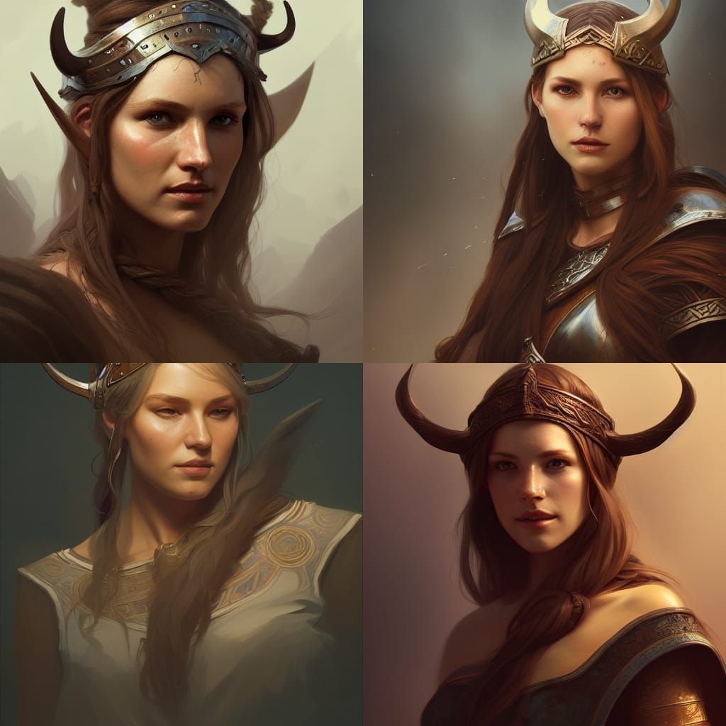 Detailed Viking Women Portrait in Digital Art Style