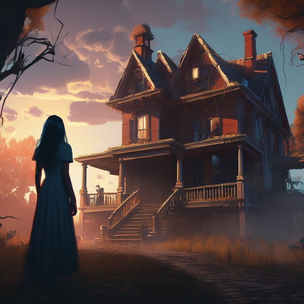 Haunted House Ghost Appears to Fearful Girl