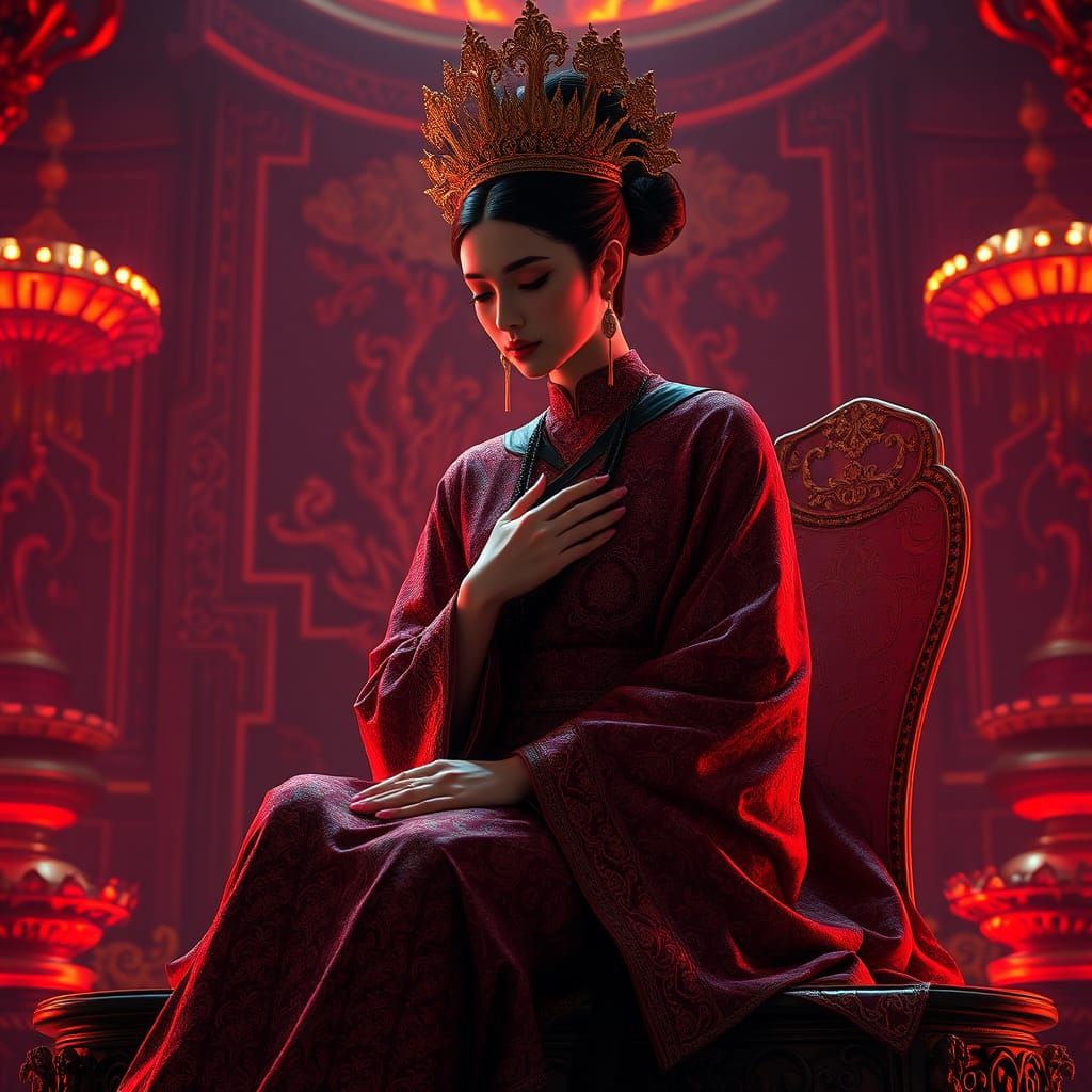 Burmese Queen in Dark Fantasy Style