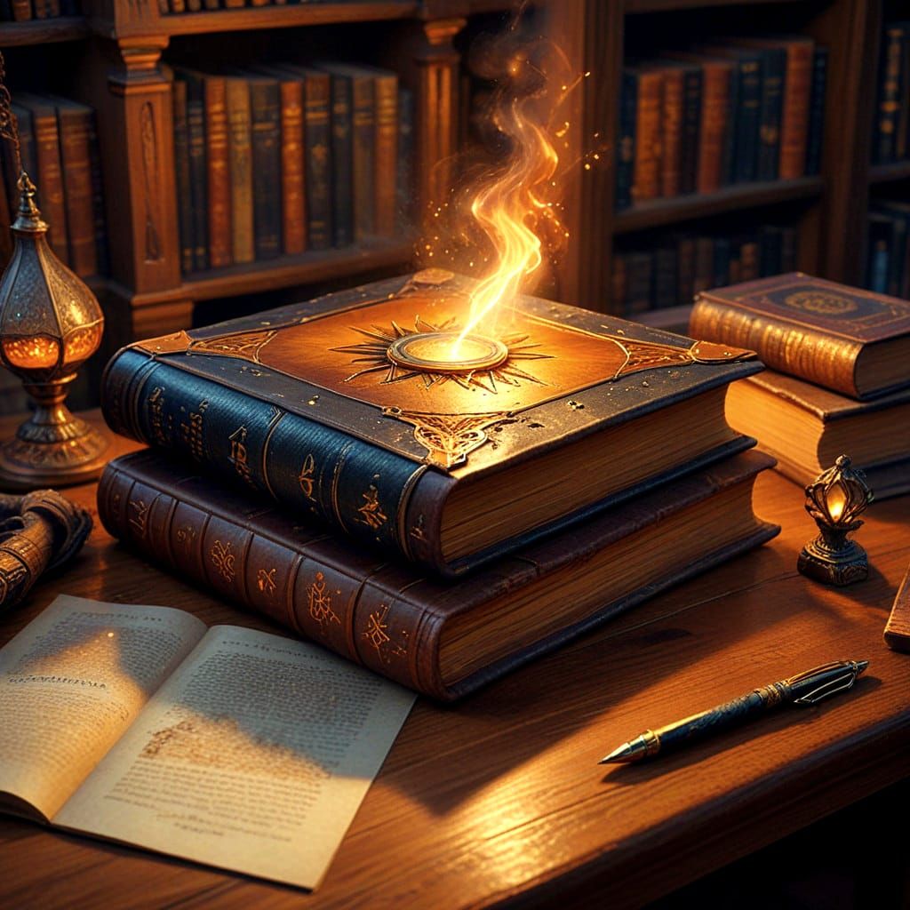 Golden Hour Magic in a Leather-Bound Tome