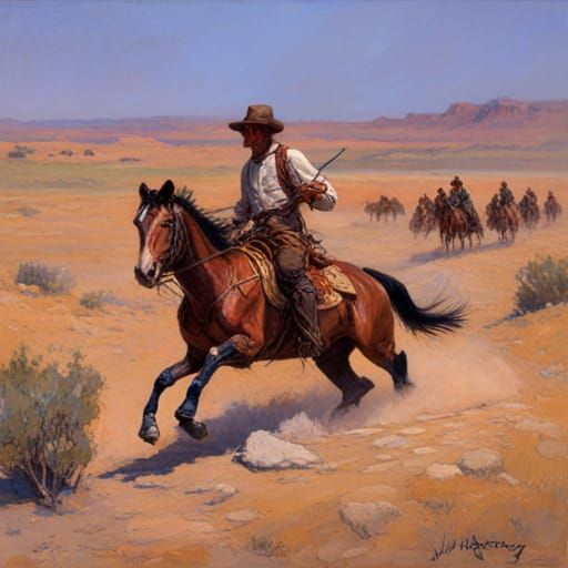 Western Scene Oil Painting by James Gurney