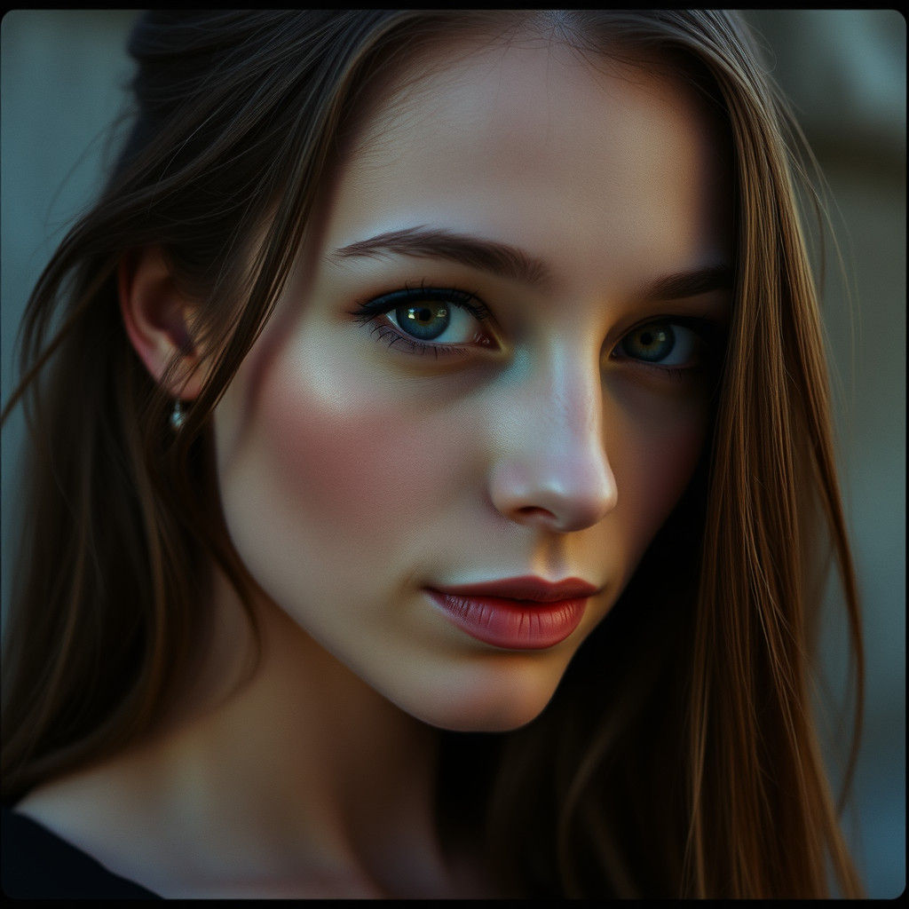 Enchanting Woman with Hazel Eyes: Cinematic Film Still